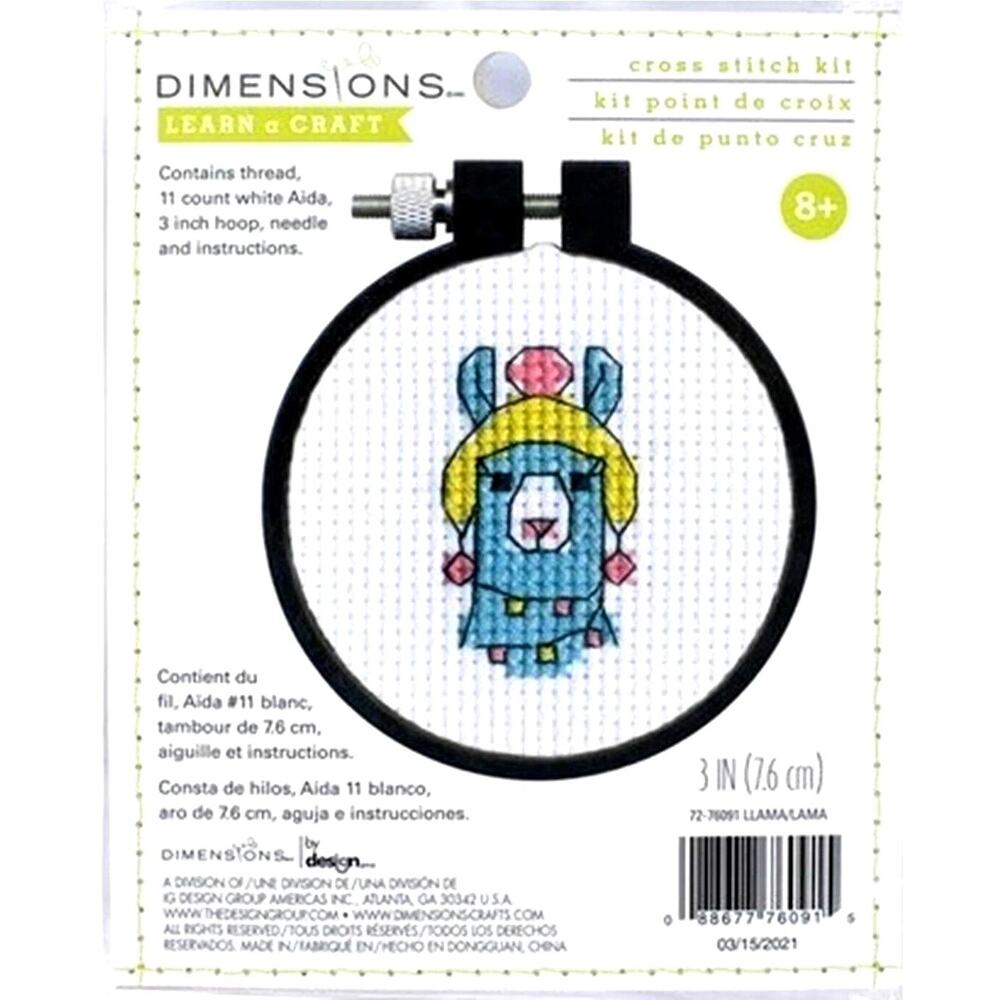 Dimensions Counted Cross Stitch Kit Blue Llama Learn a Craft Series Beginner